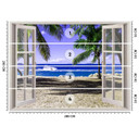 Fototapete Fenster mit Blick auf einen tropischen Strand