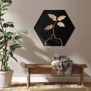 Hexagone - alu-Dibond 1X Studio - Feuilles de chêne doré dans un vase