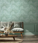 non-woven tapet med marmorsten effekt grøn marmor look