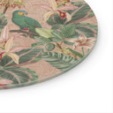 Glasbillede - Jungle med papegøjer Pink - Bloomery Decor - Rund