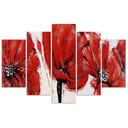 Lærred print 5 styk, Røde akryl blomster