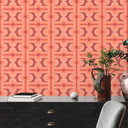 Tapeta z włókniny w stylu vintage czerwono-pomarańczowa - tapeta z wzorem retro - tapeta graficzna