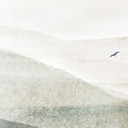 Fotobehang met bergsilhouet - Mistig berglandschap aquarel - Ms Tiff