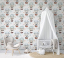 Børnetapet, non-woven tapet med illustration Kids Walls hvid, blå, beige