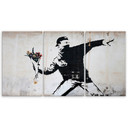 3 stykke lærredstryk, Banksy Graffiti kunstblomster