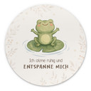 Rundes Alu-Dibond mit Frosch - Kraftsatz 'Ich atme ruhig'