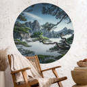 Naklejka na ścianę Las sosnowy w górach Huang Shan - NingYun Ye - Okrągła
