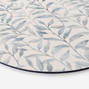 Billede Sarte akvarelblade - Blød grå - Blomsterdekor - Rund – print på aluminium