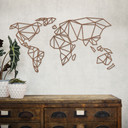mapa świata 3D origami wykonana z drewna - mahoń