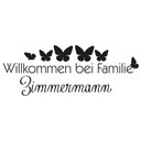 Wandtattoo + Name Willkommen bei Familie inkl. 3 Haken