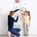 Børnetapet, non-woven tapet med illustration Kids Walls hvid, blå, beige