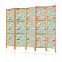 Japanischer Paravent, Raumteiler freistehend, Trennwand - Fish and Japanese Pattern