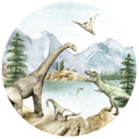 Sticker mural Kikki Belle - Le monde des dinosaures - Rond