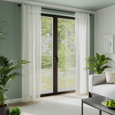 Gardine halbtransparent - Schlaufenschal mit Liniendesign - Vorhang weiß