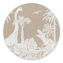 Rundt billede Dinosaurer i den vilde jungle - Brun - Kikki Belle – print på aluminium (Alu-Dibond)