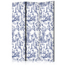 Paravent, Raumteiler freistehend, Trennwand - Rome and Botany - Blue Pattern with a Greek and Plant 