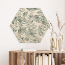 Sekskantet Billede af træ jungleblade akvarel creme - Bloomery Decor