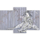 3 stykke lærredstryk, traditionel japansk geisha