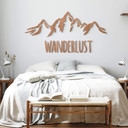 3D Holz Schriftzug Wanderlust - Mahagoni
