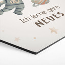 Alu-Dibond Hexagon mit Astronautin - positiver Spruch 'Ich lerne gern Neues'