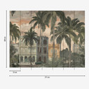 Palmer huse vintage beige grøn 371x280 cm Ikke-vævet tapet
