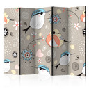 Paravent Séparation de pièce - Oiseaux doux, 3 pièces