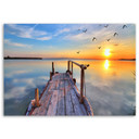 Canvasbillede, sø ved solnedgang