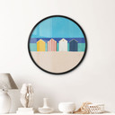 Poster Strandhuisjes aan zee - Rivers - Rond