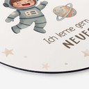 Rundes Alu-Dibond mit Astronautin - Selbstliebe-Spruch 'Ich lerne gern Neues'