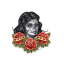 Sticker mural - LA Ink femme et sugar skull