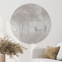 Wandbild Hirsche im Nebelwald - Ms Tiff - Alu-Dibond Rund