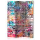 Screen room divider - Farverige mursten, 3-delt - 135x172 cm