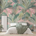 Fototapeta tropikalne liście w dżungli różowa - Bloomery Decor