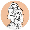 Line art portret dwóch kobiet Fototapeta - Treechild - Round - tapeta flizelinowa/tapeta flizelinowa