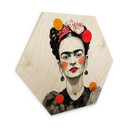 Sekskantet Billede af træ Frida Kahlo pop art-portræt - Jaszke