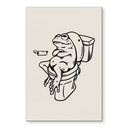 Wandbild Warten auf der Toilette - Humorvolle Frosch-Illustration - Royle - Alu-Dibond