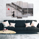 5 stykke lærredstryk, Banksy Balloon Girl