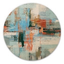 Holzbild Abstraktes Farbspiel blau orange - Cheney - Rund