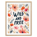 Plakat Dziki i wolny z akwarelowymi kwiatami - Treechild