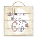 Obraz drewniany Loske - Home is where your Cat is - 40x41,5 cm