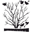 Sticker mural bicolore - Arbre fin aux oiseaux
