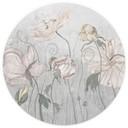 Vintage stijl bloemenbehang in grijs - Ms Tiff - Rond - Zelfklevend/niet-geweven