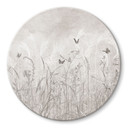 Glasschilderijen Wilde bloemenweide met vlinders in Scandinavisch design - Ms Tiff - Rond