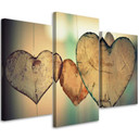 3-delt lærredstryk Heart Wood Love Retro