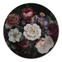 Billede af blomsterstilleben i Redouté-stil - Blomsterdekoration - rund – print på aluminium