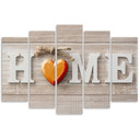 5 stykke lærredstryk Home Heart Wood Shabby