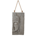 Buddha Wandskulptur - Asiatische Wanddeko aus Kunststein mit Seil - 41x78 cm