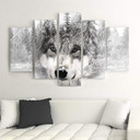 5 stykke lærredsprint, Wolf Forest Animal Grey