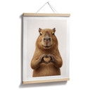 Poster Capybara avec main en forme de cœur
