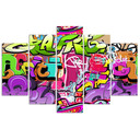 5 stykke lærredstryk Graffiti abstraktion